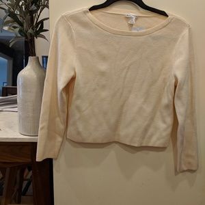 Club Monaco Cropped Boat Neck Cream Sweater, Mediu